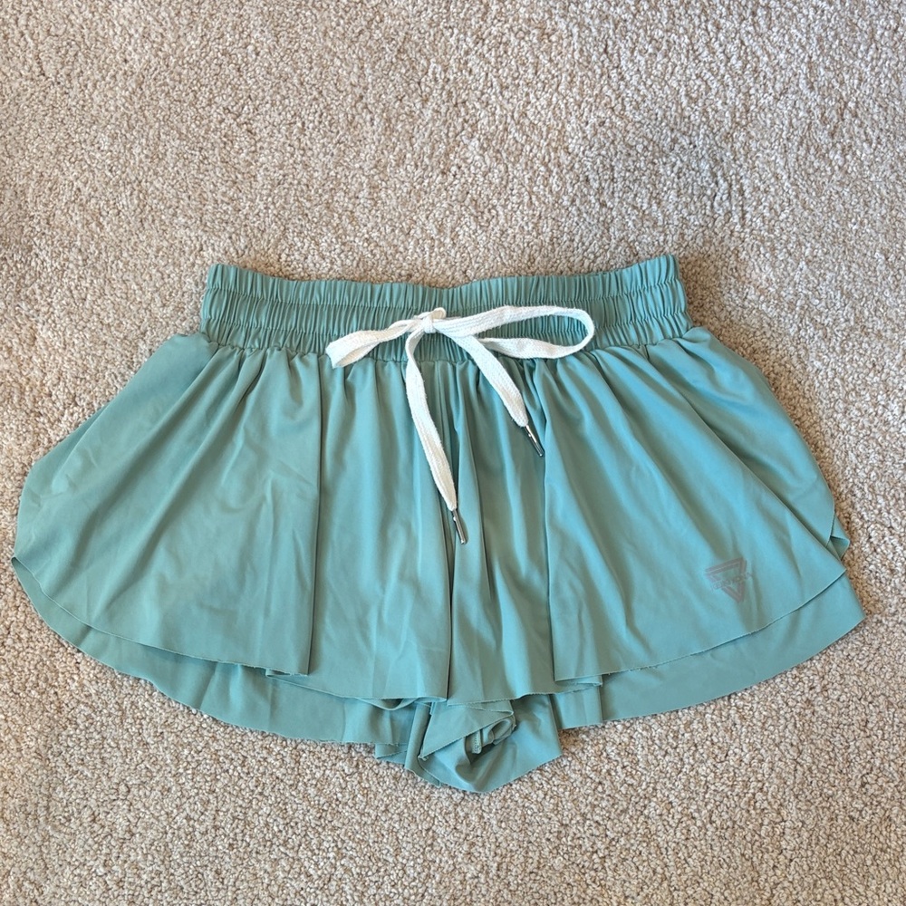 Women's Aqua Skorts with White Tie